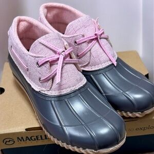 Magellan pink/grey duck boots - new in box - size 9